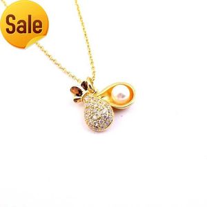 Aug jewelry Singapore chomel money bag necklace 18K real gold plated pearl clavicle chain Simple temperament niche necklace