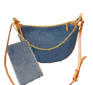 Borsa a tracolla da donna nuova borsa a catena in denim di design a forma di pisello borsa madre bambino con piccola borsa