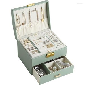 Storage Boxes Jewelry Display Box Tray Glass Ring Earring Makeup Organizer Multifunctional Women's Make Up
