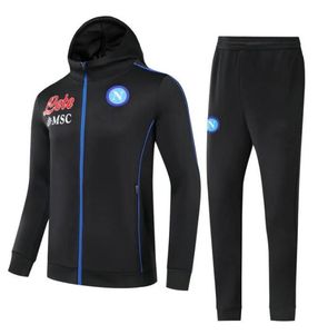 23 Napoli-Trainingsanzug mit Kapuze für Erwachsene und Kinder, Jacke, Kapuzenpullover, Fußballtrikot, Trainingsanzüge 22/23 SSC Naples, lange Jacke mit Reißverschluss, Kinderset