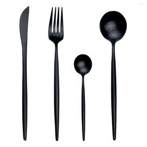 Set di stoviglie 24 pezzi Set nero opaco 18/10 Acciaio inossidabile Coltello forchetta Posate Mutil-color Argenteria Utensili da cucina