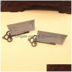 Key Rings Retro Place Card Holder Antique Bronze Copper Table Number Stands Decoration Drop Delivery Jewelry Dhet0