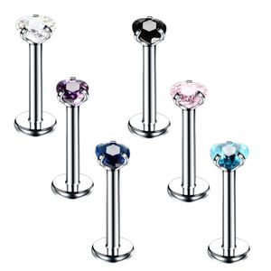 Stainless Steel Lip Piercing Jewelry Crystal Heart Labret Piercing Lip Piercing Stud