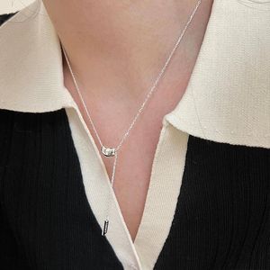 Chains Kinel Real 925 Sterling Silver Original Certified Lucky Beans Letter Square Pendant And Necklace For Women Simple Fashion Style