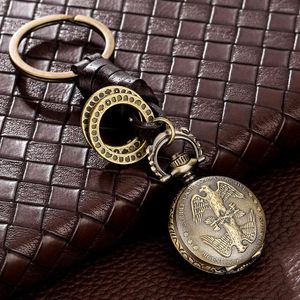 Pocket Watches Antique Bronze Keychain Watch Mini Quartz Men Mulheres Acessórios para suéter Sweater