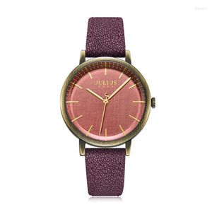 Wristwatches Retro Design Julius Women's Watch Japan Mov't Classic Hours Fashion Clock Real Leather Bracelet Girl's Birthday