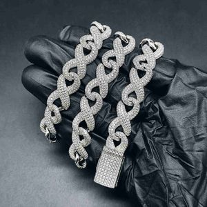 Gioielli di fascia alta personalizzati Mens 12mm Hip Hop Iced Out Diamond Bracciale Collana Moissanite Cuban Link Chain