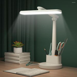 테이블 램프 터치 제어 LED 읽기 조명 펜 홀더 접이식 유형 야간 램프 책상 침대 옆 접이식 사무용품