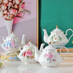 Tools Noble Bone China Teapot 500ML Pink Camellia Coffee Pot Set Home High Grade Porcelain Kettle Jug Party Cafe Teaware Tea Pot