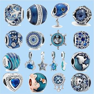 Abalorios de plata de ley 925 para cuentas de joyería pandora New Ocean Blue Sea Turtle Dangle Bead