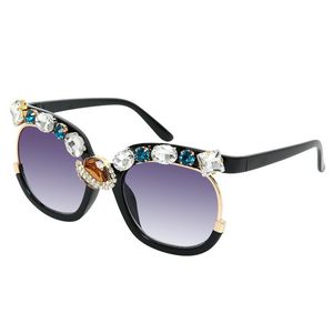 Solglasögon lyxiga kristalltorg Big Steam Punk Women Diamond Sun Glasses Ladies Mirror Brand Unisex Eyeglasses Oculos Gafassunglasses