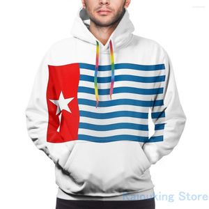 Herrtröjor herrar tröja för kvinnor roliga västra papua flagga morgon stjärna tryck casual hoodie streatwear