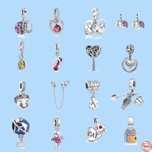 Ciondoli in argento sterling 925 per perline di gioielli Pandora Ciondola il pendente Apple Love Cat Globe Bead