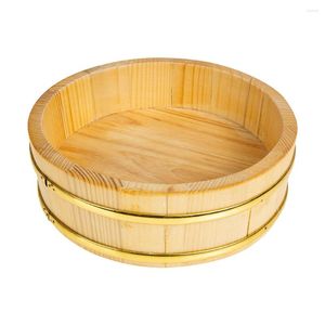 Servis sätter japansk riskokare sushi Oke Mixing Bowl Hangiri Bucket Wood Container