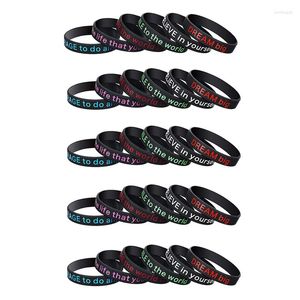 Charm Bracelets 30 Pieces Black Motivational Silicone Wristbands For Men And Women