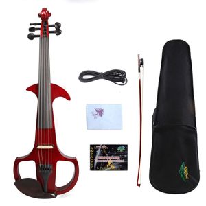 5String Red Electric Violin 4/4 Solid Wood Sweet Tone Free Case+Bow #EV7