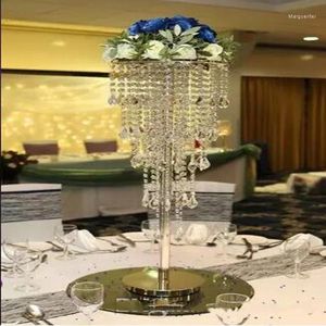 Dekoracja imprezy 10pcs) Eleganckie kryształowe elementy centralne Clear Wedding Lead Road Gold Table Flower Centerpiece Stand Deco