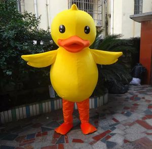 Factory Big Yellow Rubber Duck Mascot Costume Adult Cartoon Character Outfit Attraente Suit Plan Compleanno