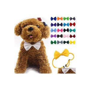 Dog Collars Leashes Pet Bow Tie Neck Accessory Necklace Collar Puppy Bright Colorf Mix Color Drop Delivery Home Dhne7