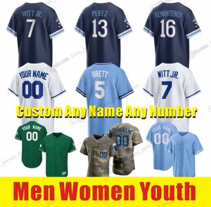 Custom S-6XL Andrew Benintendi Baseball Jersey Bobby Witt Jr. Salvador Perez Scott Barlow Kris Bubic Max Castillo Chapman Dozier Duffy Dozier Duffy Fermin Eaton