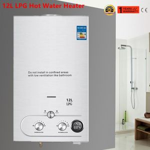 Heizungen 8/12/18l Tankless Propan Gaswarmwasserbereiter LPG Propan Instant heißes Warmwasserbereiter LED -Display mit Duschkopf -Schicht -Kit