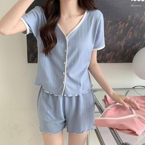 Women's Sleepwear Women's Pajamas Set Woman 2 Pieces Home Clothe Summer Sexy Homewear Korean Setup In Matching Sets The Nightgown Fancy