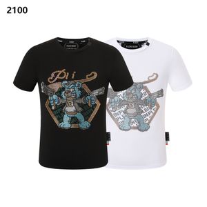 PLEIN BEAR T-Shirt Herren Designer-T-Shirts Markenkleidung Strass PP Schädel Männer T-Shirt Rundhals SS Schädel Hip Hop T-Shirt Top T-Shirts 161292