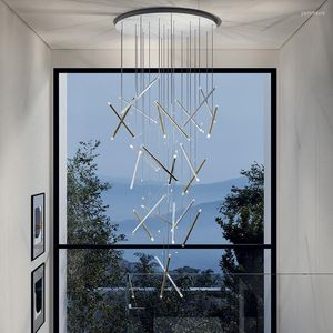 Żyrandole LED Villa Duplex salon Dekoracyjne światła nowoczesne proste kreatywne schody na strych schodach Schody Długie żyrandol spersonalizowany