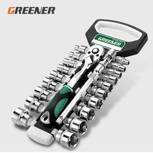 Contactdozen GREENER 1/4" 3/8" 1/2"Inch Ratchet Wrench 72 Teeth Extending Telescopic Ratchetes Socket Wrenches Tool Plate Handle Tools Set