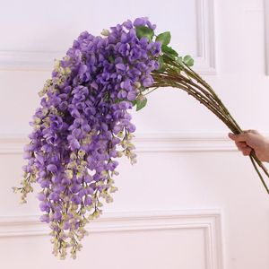 Dekorativa blommor 3st Wisteria Artificial Flower Rattan Wedding Tak Wood El Lobby Wall Hanging Decoration Simulation Flores Vine