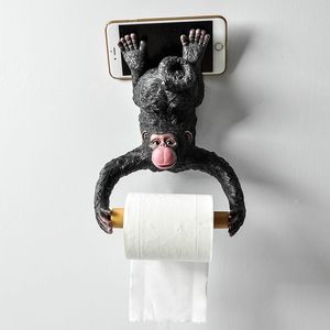 Organization Creative Tissue Holder Wall Decoration Resin Toilet Tissue Box Gorilla Phone Holder Cute Cartoon Roll Paper Bucket Fast Shipping