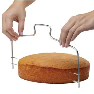 Wholesale Kitchen DIY Baking Accessories Double Line Cake Slicer Home DIY Cake Straightener Cutting Line Adjustable Cakes Slicer