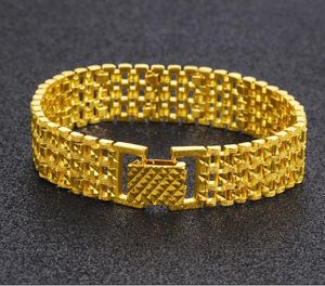 MEN 24K GOLD BRACELET Fashion Men Gold Bracelet 15mm * 8" Sand Gold Jewelry