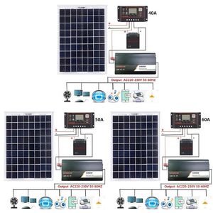 Riscaldatori Sistema di alimentazione a pannello solare 18V 20W + regolatore digitale 12V / 24V + kit inverter 1000W per generazione di risparmio energetico domestico all'aperto