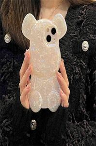 Stylish Cartoon 3D Bear Shell Petttern Phone Case för iPhone 13 12 11 Pro Max X Xs XR Luxury stockproof Soft Silicone Back Cover AA1676663