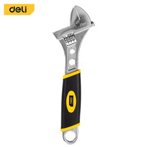 Deli 8 IN 10 IN Adjustable Laser Etched Scale Wrench Plastic HandleStainless Steel Deli Universal Spanner Hand Tools