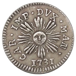 Italien 1 Soldo Charles IV 1731 Silverpläterade kopieringsmynt