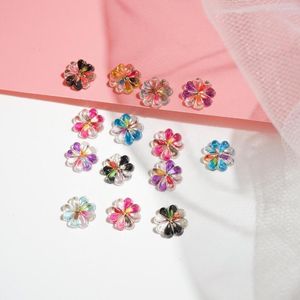 Nagelkonstdekorationer 30st färgglada 3D-blommorformade harts Floral charms delar strass manikyrförsörjning 2304-37