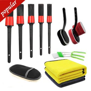 New Car Wash Car Detailing Brush Mixed Fiber Plastic Handle Automotive Detail Brushes for Cleaning Wheels Engine Interior