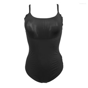 Kvinnors shapers solid svart spaghetti rem sömlös satin bodysuit för kvinnor sexig öppen crotch smal kropp shaper sla033