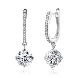 Studörhängen 1.2CT Moissanite Women's 925 Silver Drop White Gold Color Wedding Engagement Smycken Birthday Present