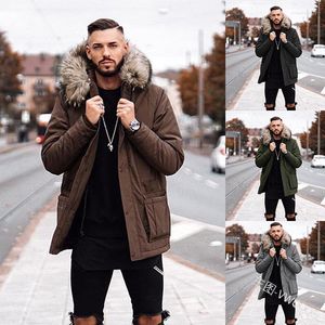 Men's Jackets Nice Foreign Trade Autumn And Winter Cotton Clothes Medium Long Wool Collar Coat