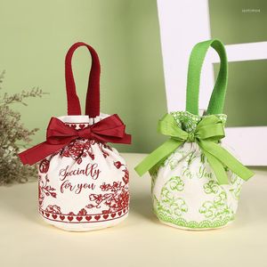 Embrulho de presente 10/20pcs Holiday Wholesale Distribution Candy Bag Wedding Portable Canvas Presentes para convidados