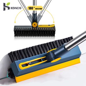 Cleaning Brushes 3in1 Floor Scrub Gap Groove Scraping Long Handle Stiff Broom Mop 180°Rotating for Bathroom 230512