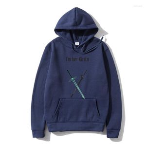 Erkek Hoodies Asuna ve Kirito Hoodys Anime Çift GIF Sevgililer Günü Outerwear Sao Oyun Kılıcı AR Online Ho