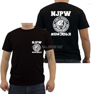 Camisetas masculinas moda njpw Japão Pro Wrestling Wrestling Puroresu Lion T-shirt Men Cotton Shirt Hip Hop Tees Top Harajuku Streetwear