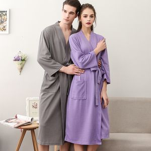 Accappatoi da uomo Amanti Estate Waffle Accappatoi Uomo Donna Succhiare acqua Kimono Camicie da notte Plus Size Spa Accappatoio 3XL 230512