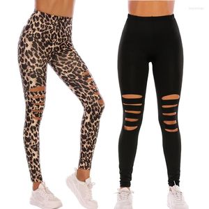 Kobiety legginsy modne damskie seksowne spodnie Sport Hole swobodne spodnie w talii trening gym szczupły