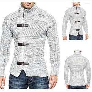 Herrtröjor herrar höst vinter stickad tröja pullover casual varm stickad cardigan män vit turtleneck smal fit tunna kläder