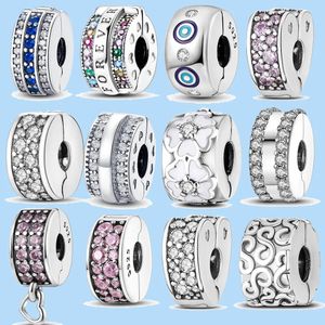 925 Sterling Silver Charms för Pandora smycken pärlor kvinnor smycken silikon spacer pärlor